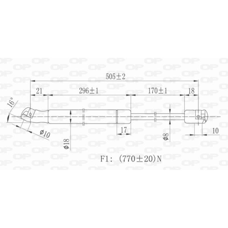 Vérin de hayon, de coffre OPEN PARTS GSR6111.00 - Visuel 1