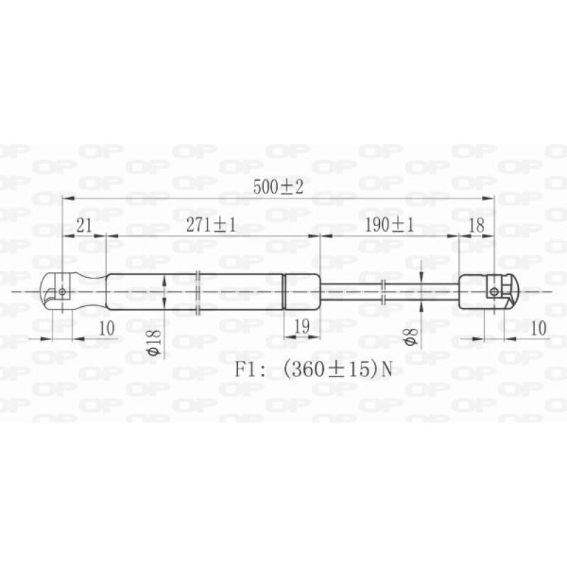 Vérin de hayon, de coffre OPEN PARTS GSR6128.00 - Visuel 1