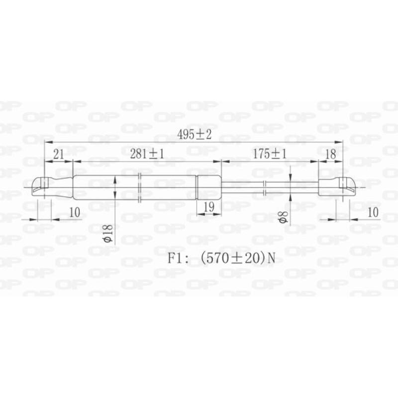 Vérin de hayon, de coffre OPEN PARTS GSR6137.00 - Visuel 1