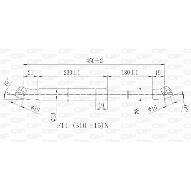 Vérin de hayon, de coffre OPEN PARTS GSR6139.00 - Visuel 1