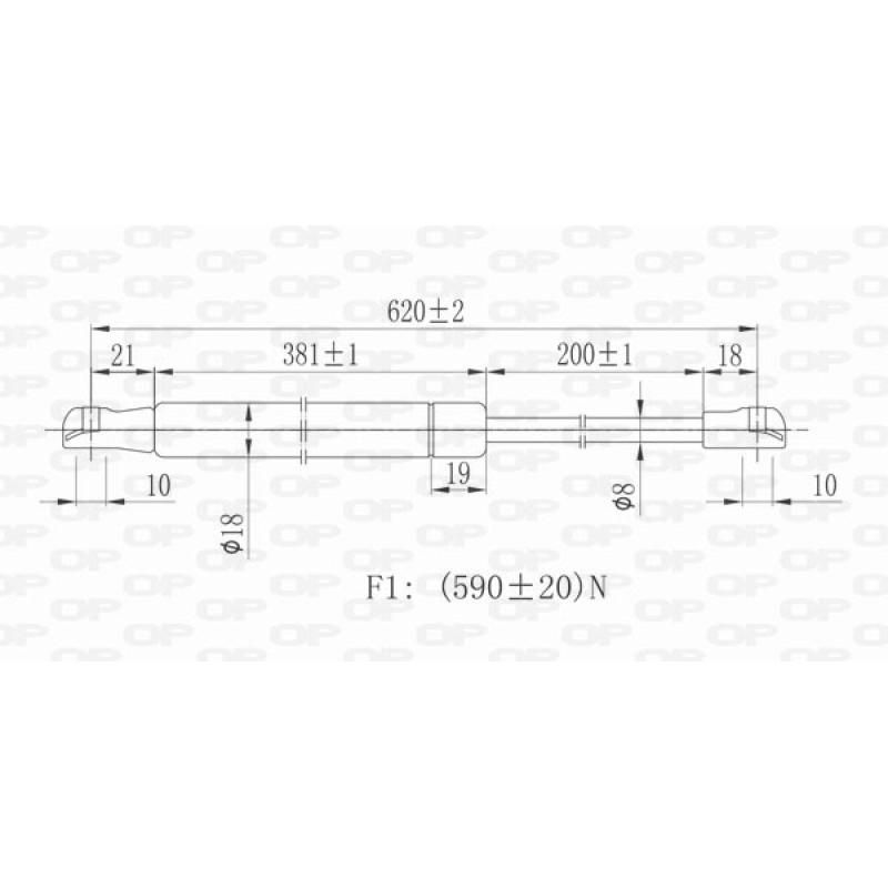 Vérin de hayon, de coffre OPEN PARTS GSR6141.00 - Visuel 1