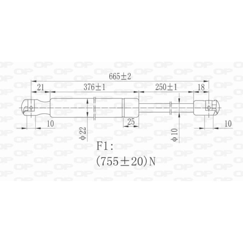 Vérin de hayon, de coffre OPEN PARTS GSR6163.00 - Visuel 1