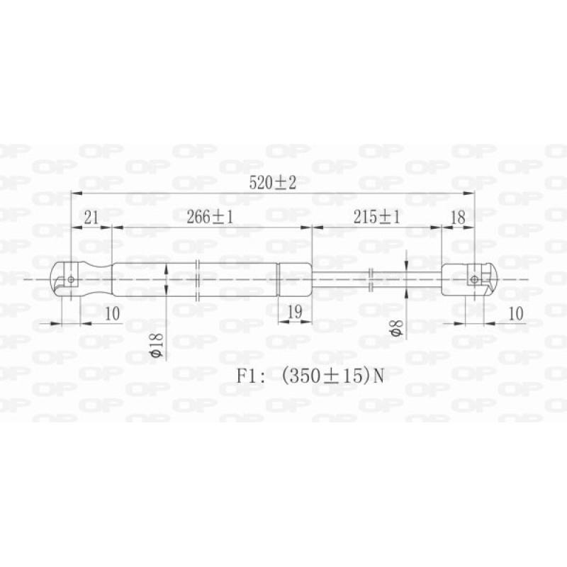 Vérin de hayon, de coffre OPEN PARTS GSR6173.00 - Visuel 1