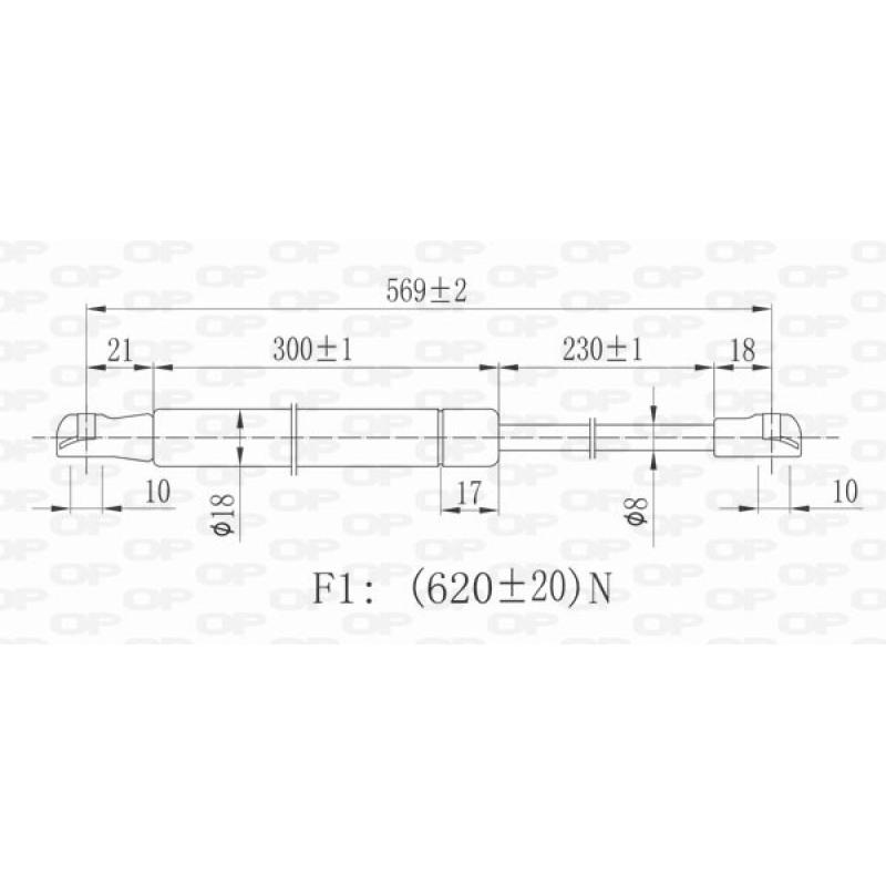 Vérin de hayon, de coffre OPEN PARTS GSR6189.00 - Visuel 1