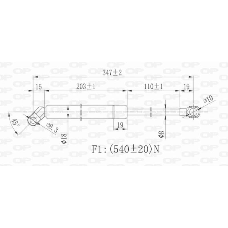 Vérin de hayon, de coffre OPEN PARTS GSR6190.00 - Visuel 1