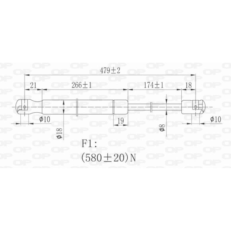 Vérin de hayon, de coffre OPEN PARTS GSR6210.00 - Visuel 1