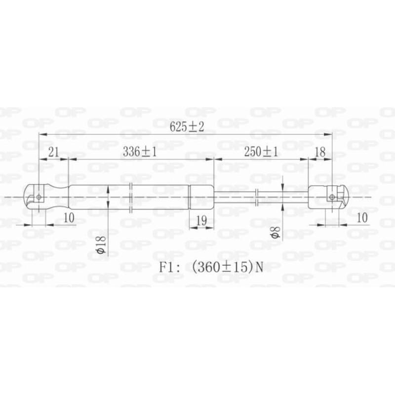 Vérin de hayon, de coffre OPEN PARTS GSR6322.00 - Visuel 1