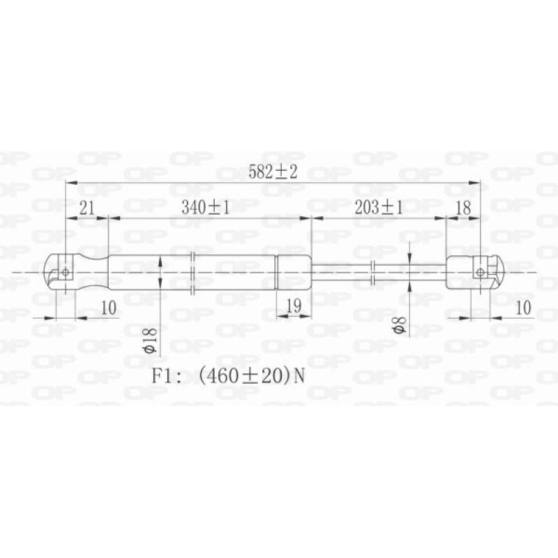 Vérin de hayon, de coffre OPEN PARTS GSR6349.00 - Visuel 1