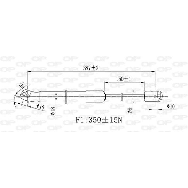 Vérin de hayon, de coffre OPEN PARTS GSR6446.00 - Visuel 1