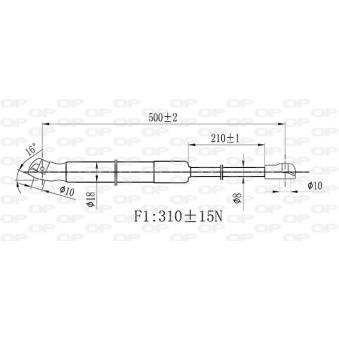 Vérin, capot-moteur avant gauche OPEN PARTS OEM 6Q0823359C