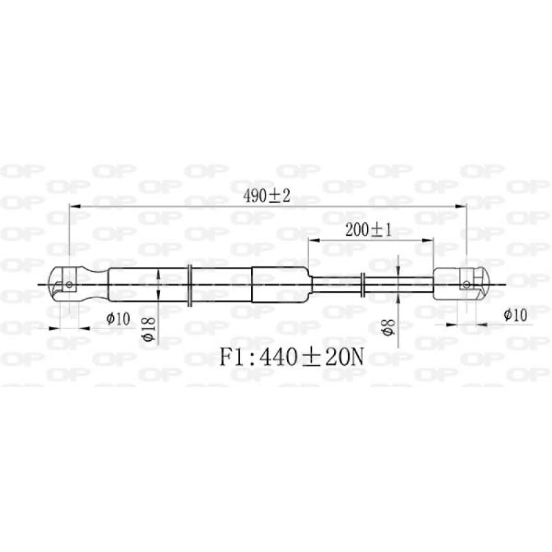Vérin de hayon, de coffre OPEN PARTS GSR6484.00 - Visuel 1