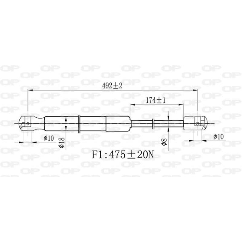 Vérin de hayon, de coffre OPEN PARTS GSR6495.00 - Visuel 1