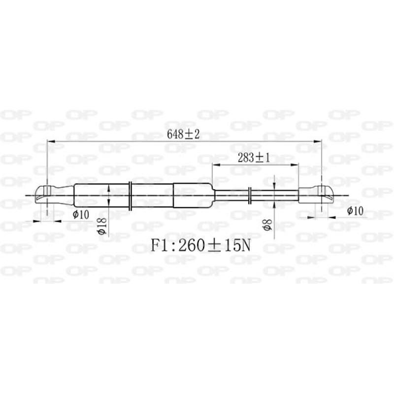 Vérin de hayon, de coffre OPEN PARTS GSR6496.00 - Visuel 1