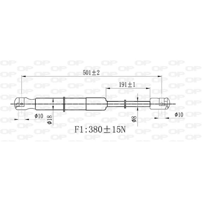 Vérin de hayon, de coffre OPEN PARTS GSR6506.00 - Visuel 1