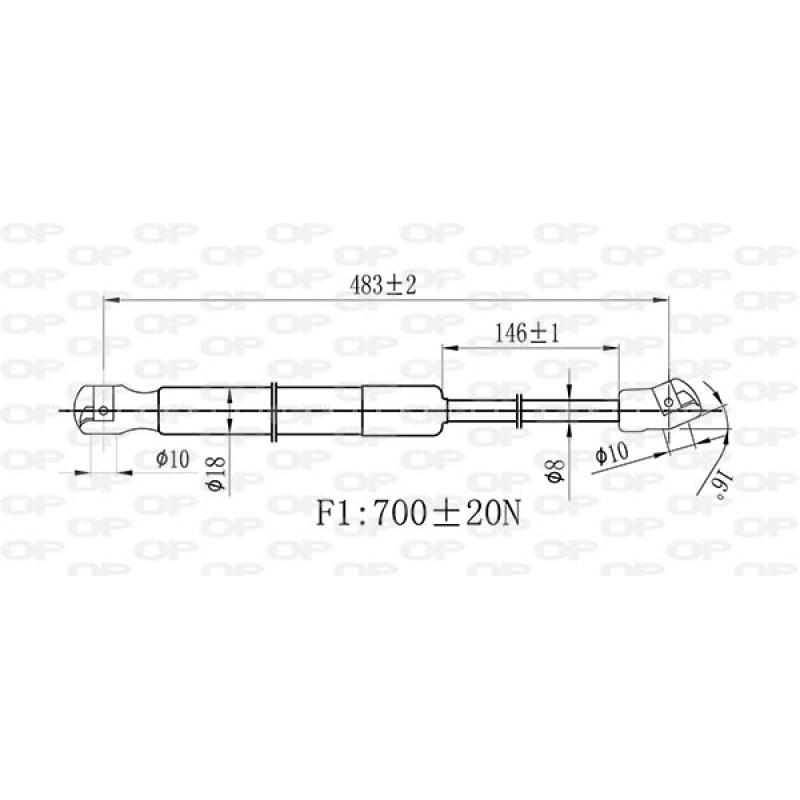 Vérin de hayon, de coffre OPEN PARTS GSR6509.00 - Visuel 1