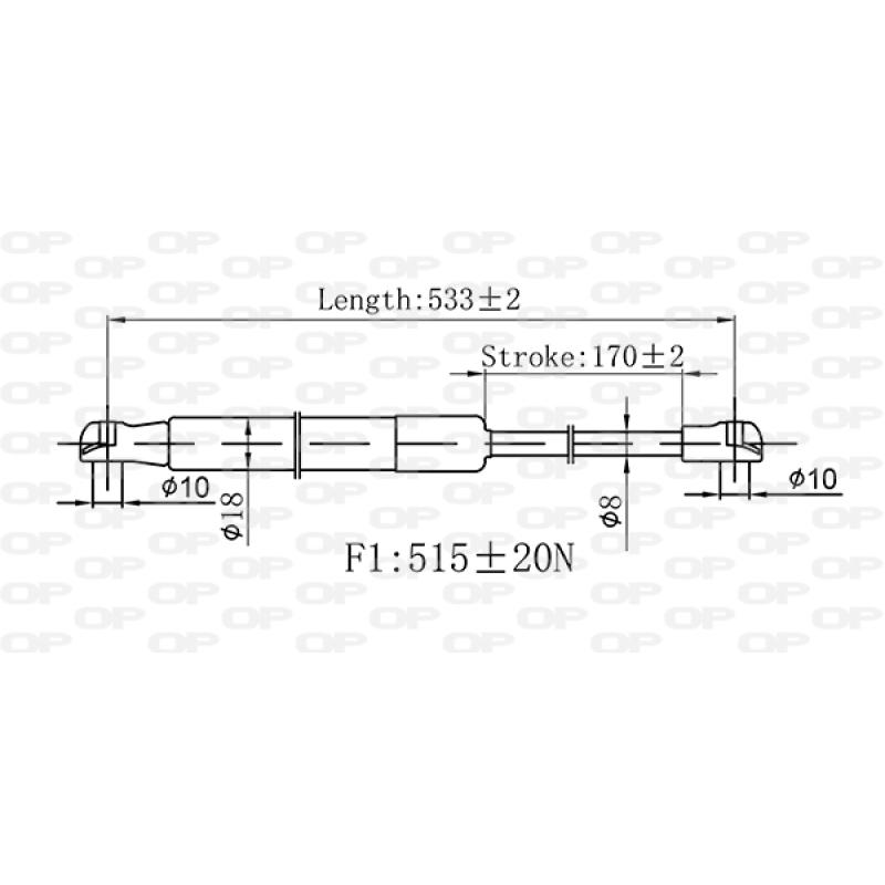 Vérin de hayon, de coffre OPEN PARTS GSR6540.00 - Visuel 1