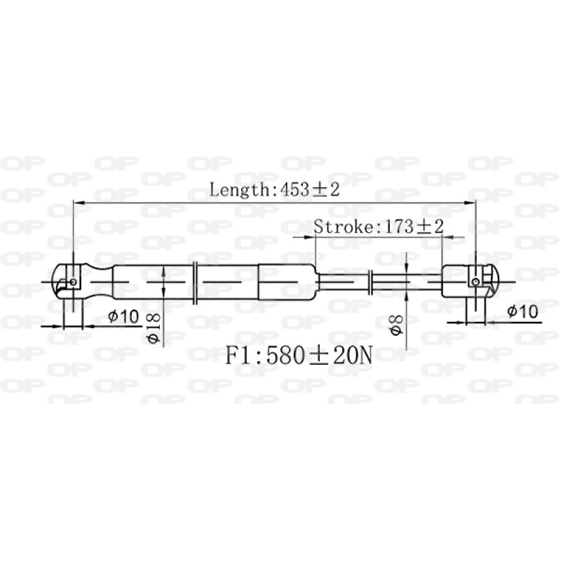 Vérin de hayon, de coffre OPEN PARTS GSR6548.00 - Visuel 1