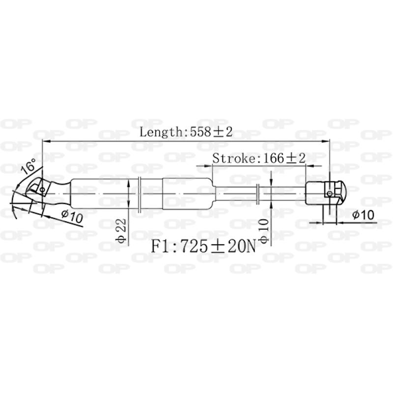 Vérin de hayon, de coffre OPEN PARTS GSR6566.00 - Visuel 1