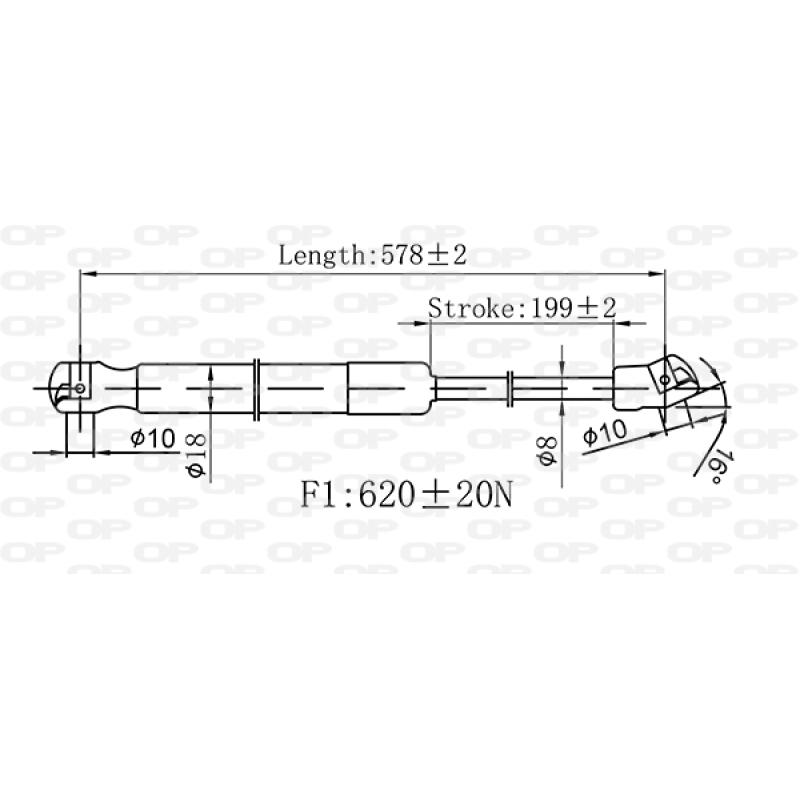 Vérin de hayon, de coffre OPEN PARTS GSR6567.00 - Visuel 1
