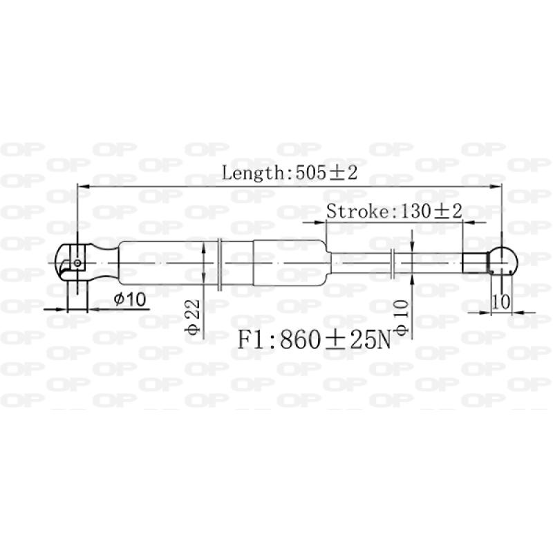 Vérin de hayon, de coffre OPEN PARTS GSR6575.00 - Visuel 1