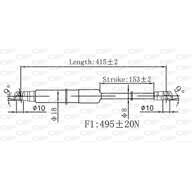 Vérin de hayon, de coffre OPEN PARTS GSR6584.00 - Visuel 1