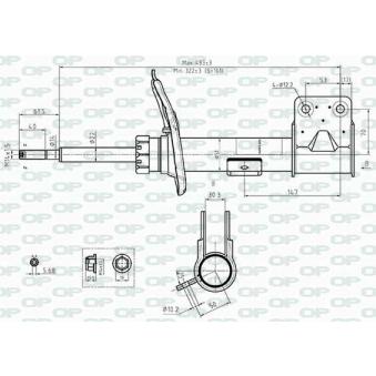 Amortisseur avant droit OPEN PARTS SAB8481.31 pour MITSUBISHI LANCER 1.2 THP 110 - 110cv