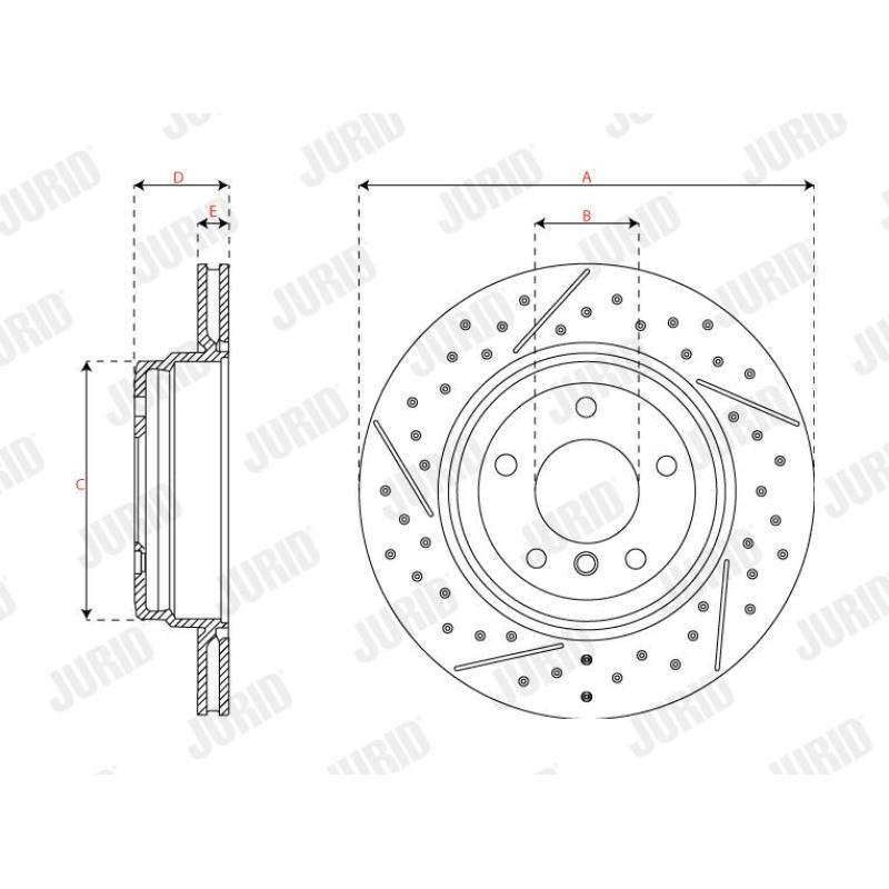 Jeu de 2 disques de frein arrière JURID 562749JC - Visuel 2