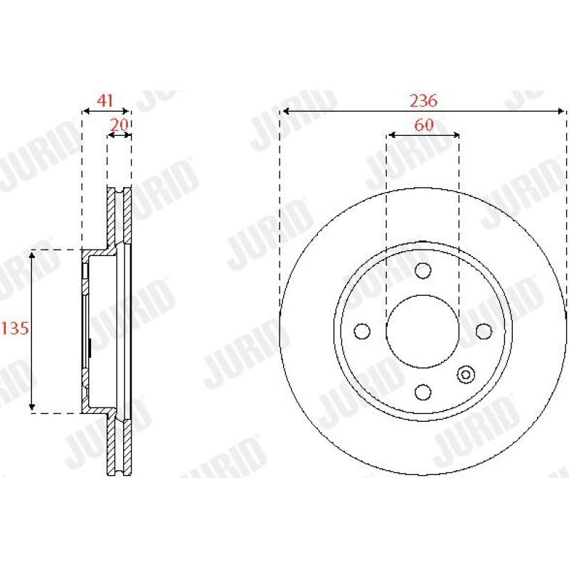 Jeu de 2 disques de frein avant JURID 563252JC - Visuel 1