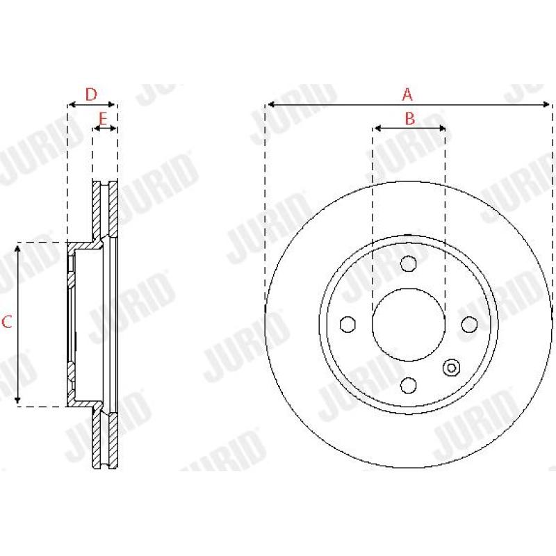 Jeu de 2 disques de frein avant JURID 563252JC - Visuel 2