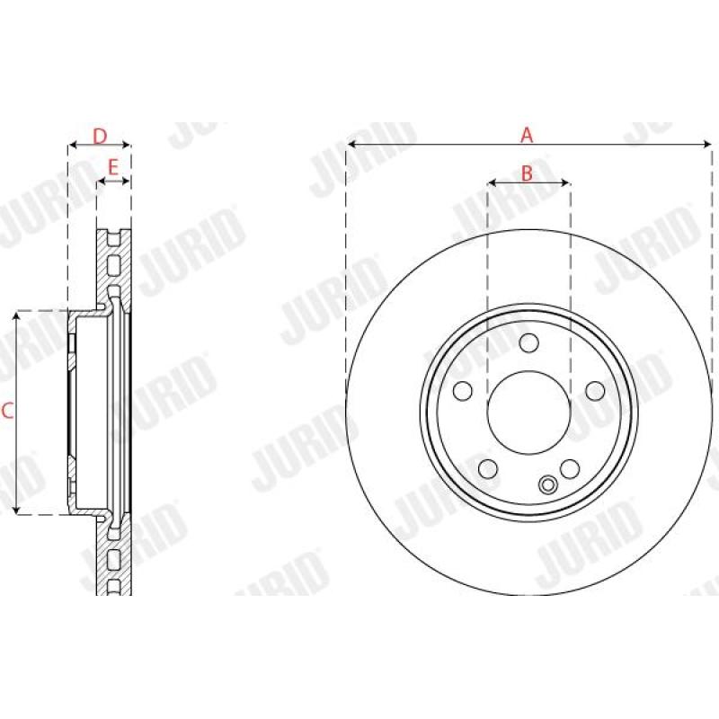 Jeu de 2 disques de frein avant JURID 563258JC - Visuel 2