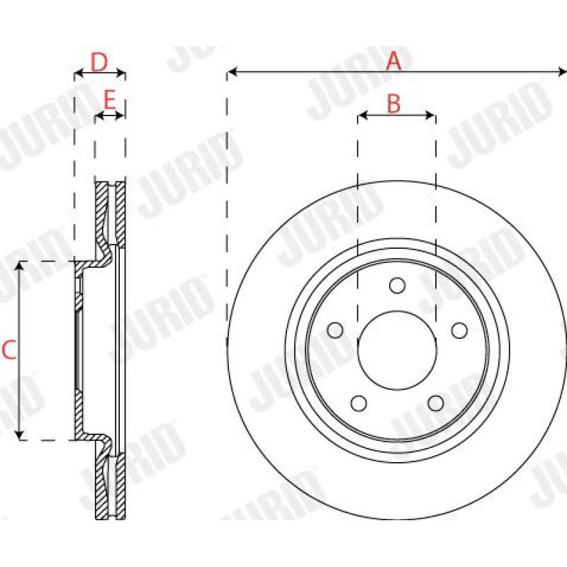 Jeu de 2 disques de frein avant JURID 563270JC - Visuel 2