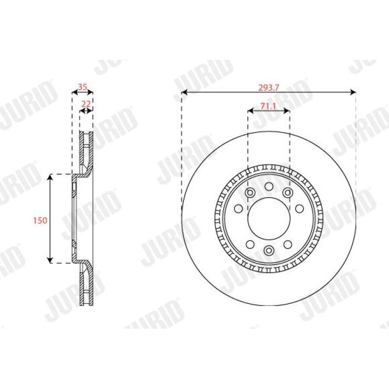Jeu de 2 disques de frein arrière JURID 563298JC - Visuel 1