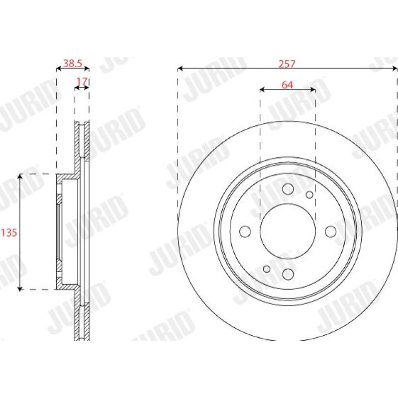 Jeu de 2 disques de frein avant JURID 563312JC - Visuel 1