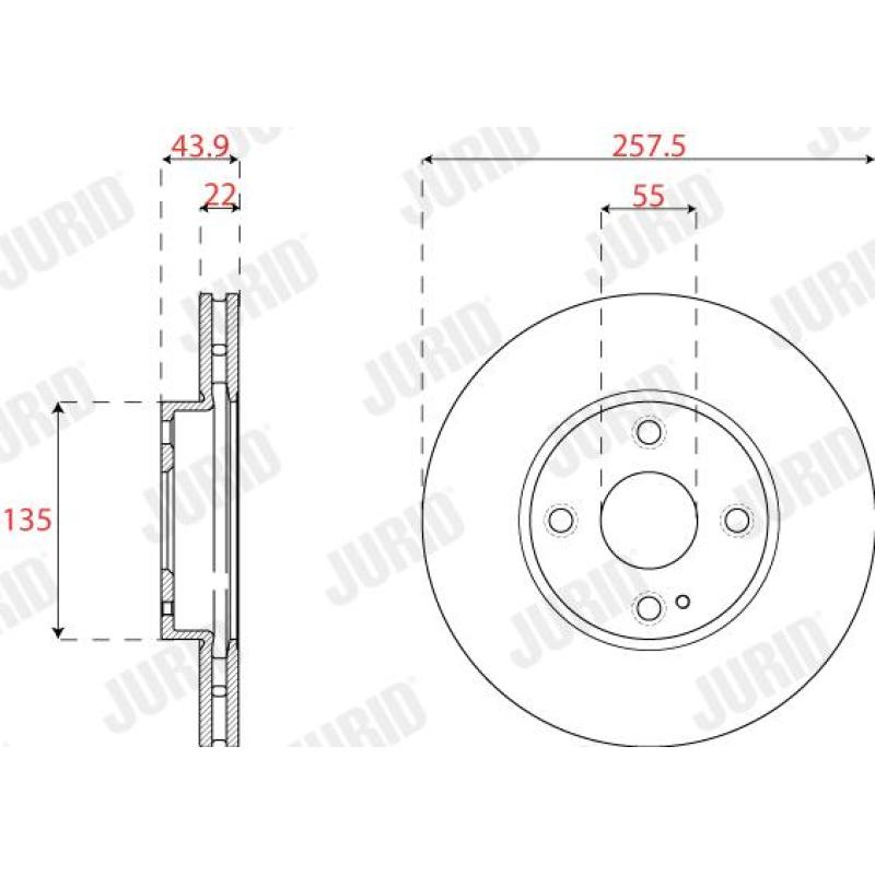 Jeu de 2 disques de frein avant JURID 563324JC - Visuel 1