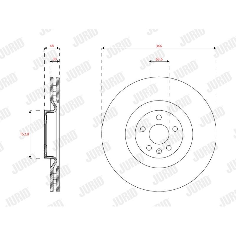 Jeu de 2 disques de frein avant JURID 563477JC - Visuel 1
