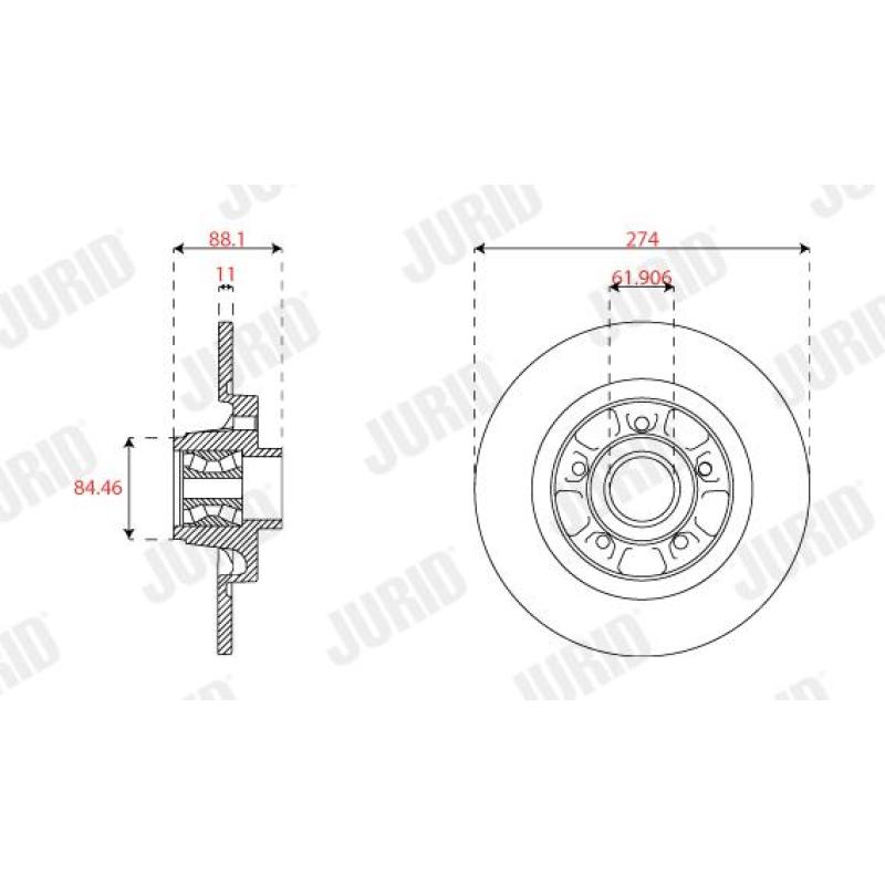 Jeu de 2 disques de frein arrière JURID 563504J - Visuel 1