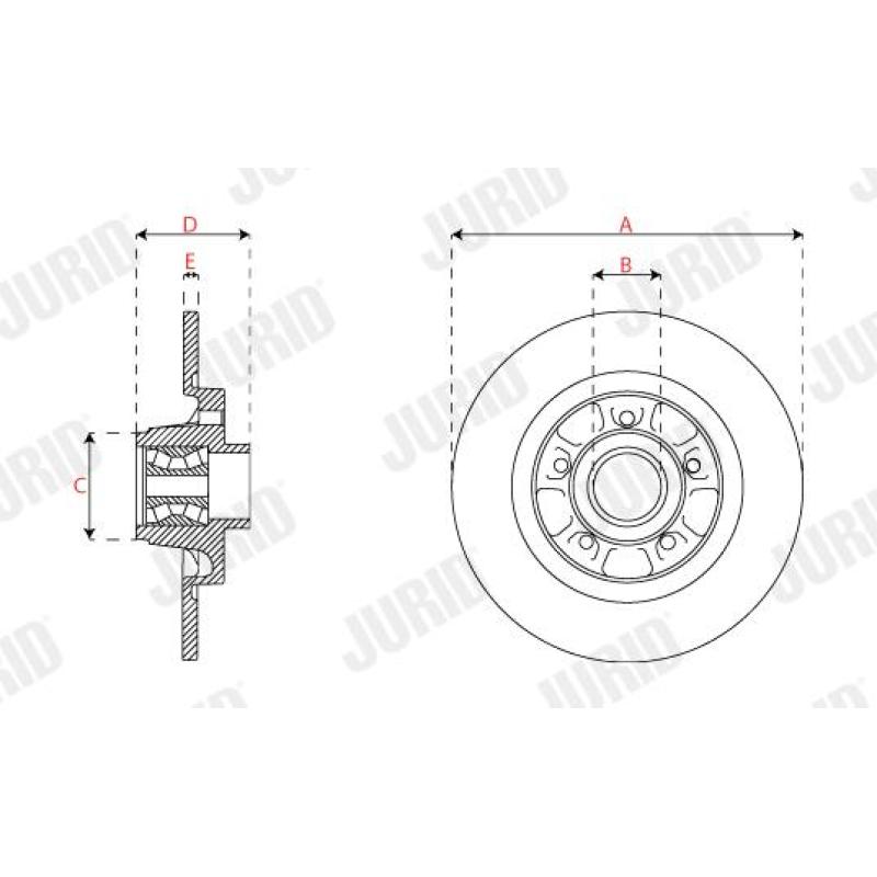 Jeu de 2 disques de frein arrière JURID 563504J - Visuel 2