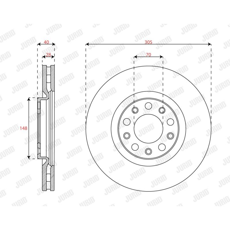 Jeu de 2 disques de frein avant JURID 563625JC - Visuel 1