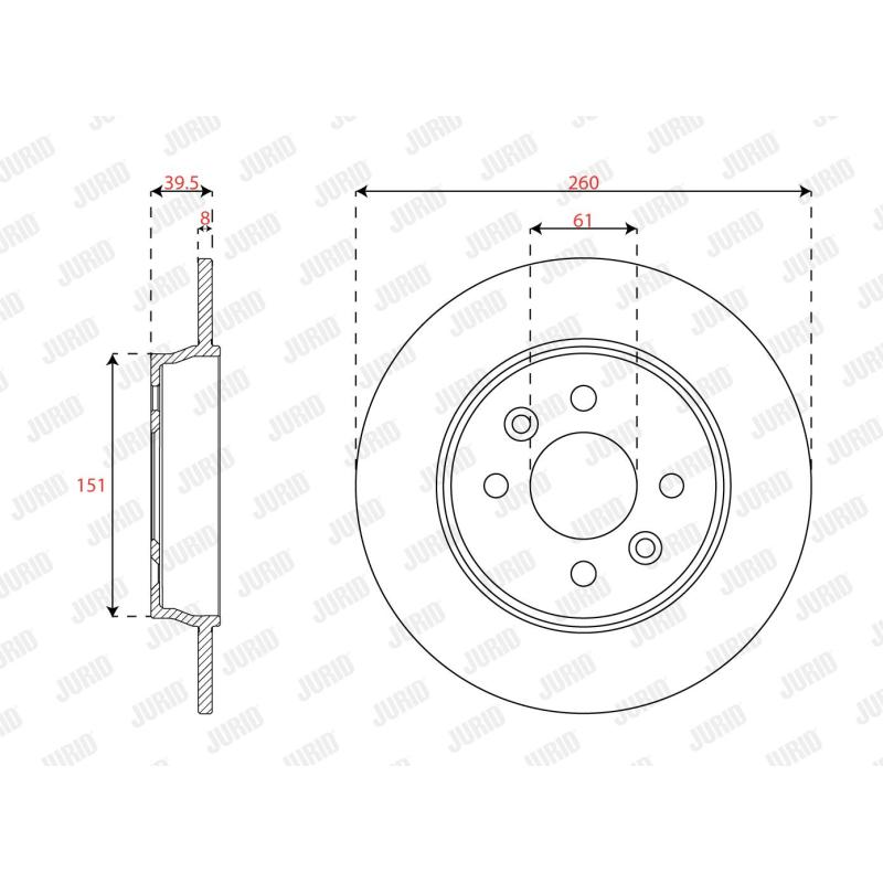 Jeu de 2 disques de frein arrière JURID 563691JC - Visuel 1