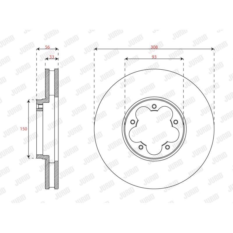 Jeu de 2 disques de frein avant JURID 563701JC - Visuel 1