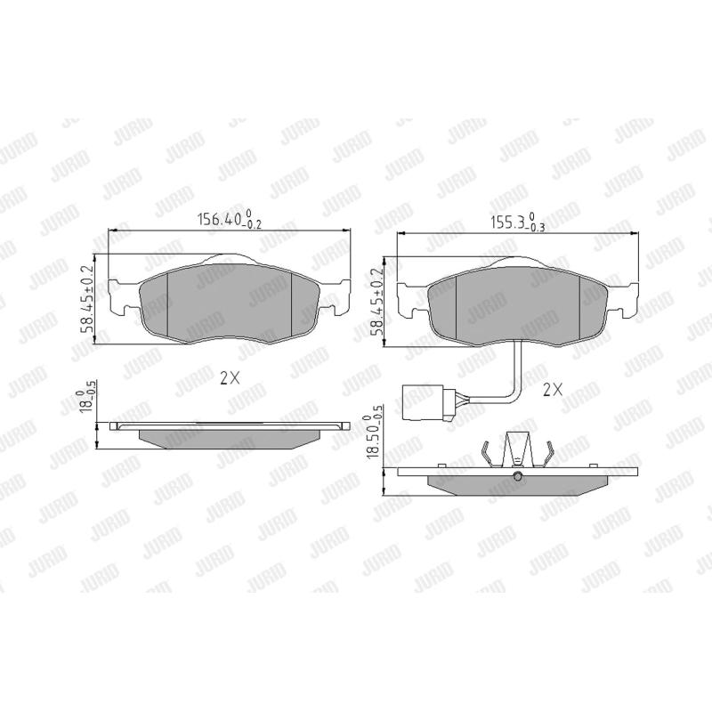 Jeu de 4 plaquettes de frein avant JURID 571522J - Visuel 1