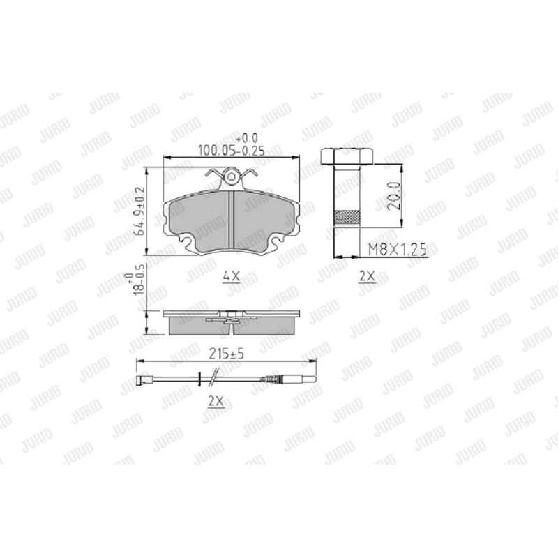 Jeu de 4 plaquettes de frein avant JURID 571526J - Visuel 1