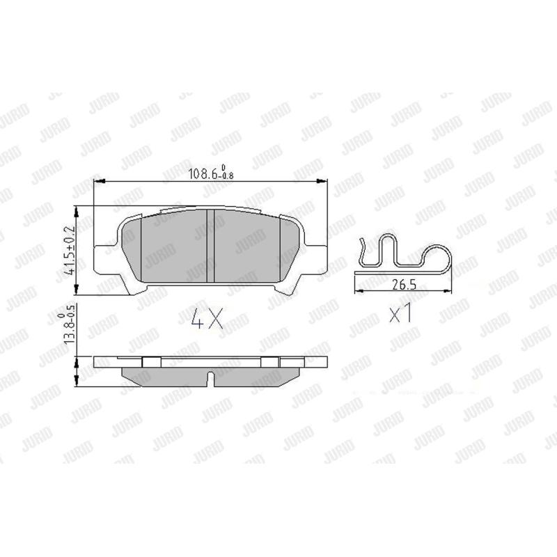 Jeu de 4 plaquettes de frein arrière JURID 572424J - Visuel 1