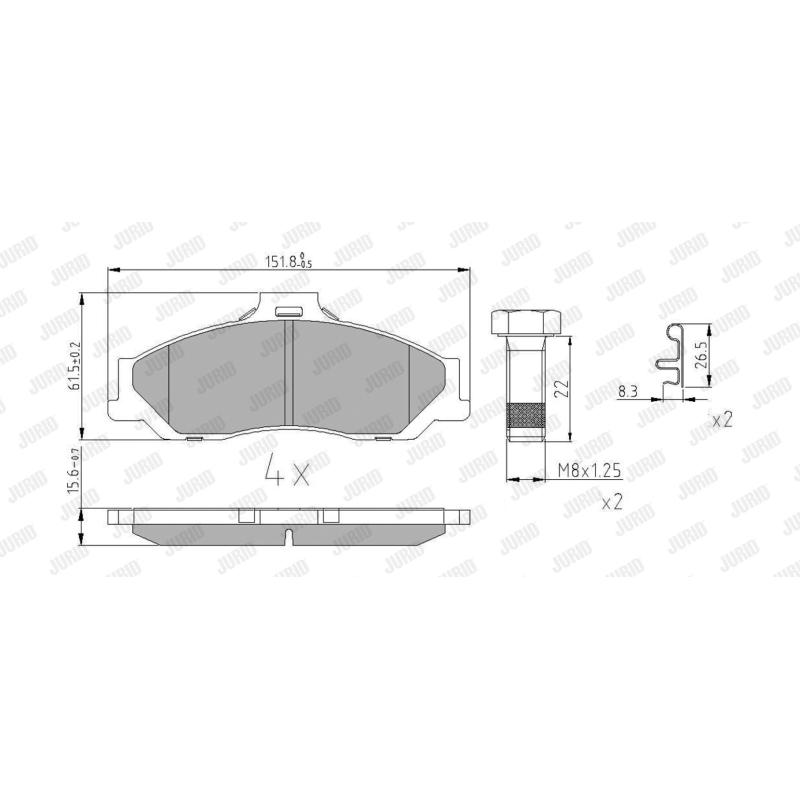 Jeu de 4 plaquettes de frein avant JURID 572537J - Visuel 1