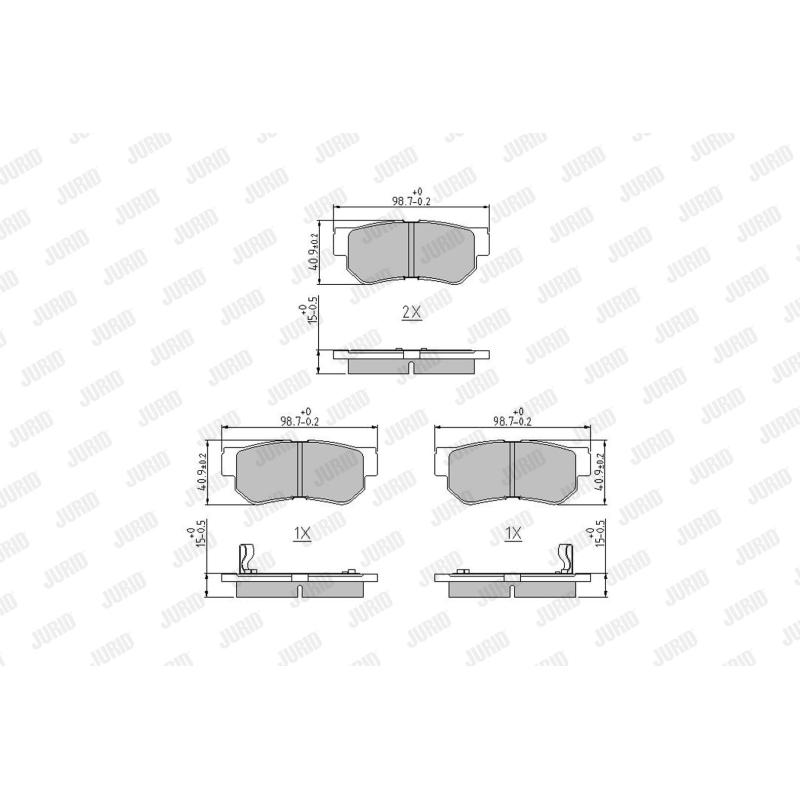 Jeu de 4 plaquettes de frein arrière JURID 572557J - Visuel 1