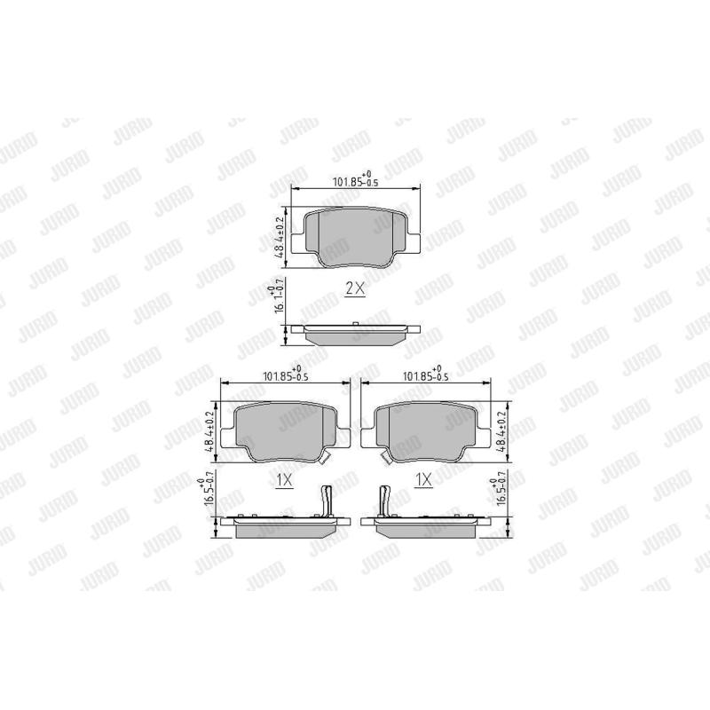 Jeu de 4 plaquettes de frein arrière JURID 572623J - Visuel 1