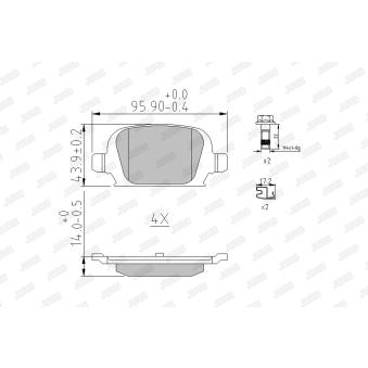 Jeu de 4 plaquettes de frein arrière JURID OEM 9200132