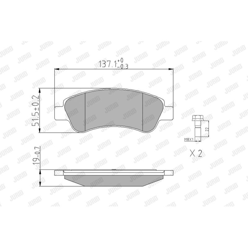 Jeu de 4 plaquettes de frein avant JURID 573030J - Visuel 1