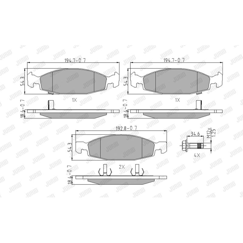 Jeu de 4 plaquettes de frein avant JURID 573077J - Visuel 1