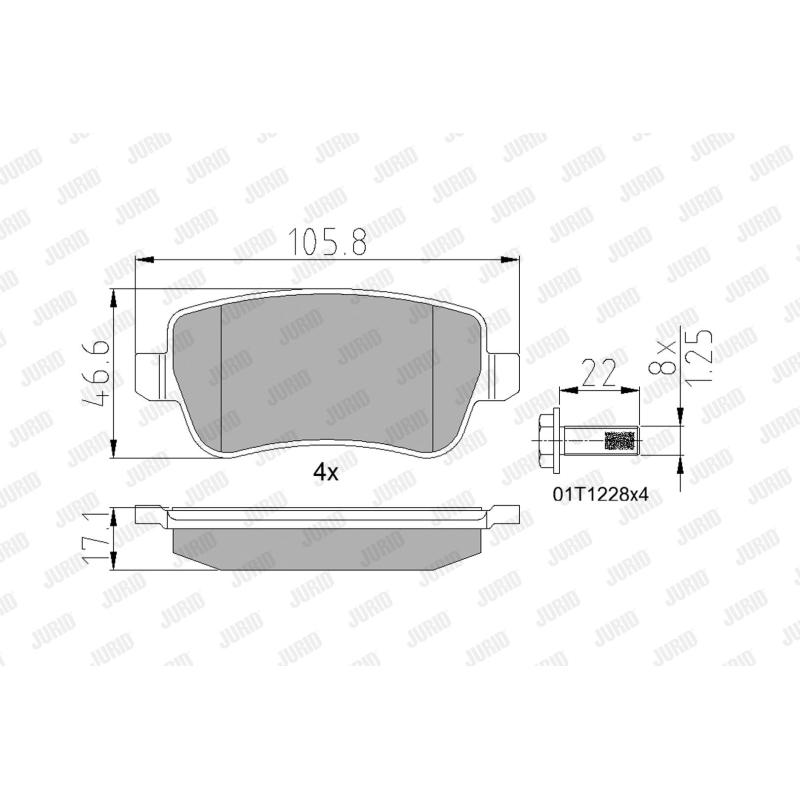 Jeu de 4 plaquettes de frein arrière JURID 573307J - Visuel 1
